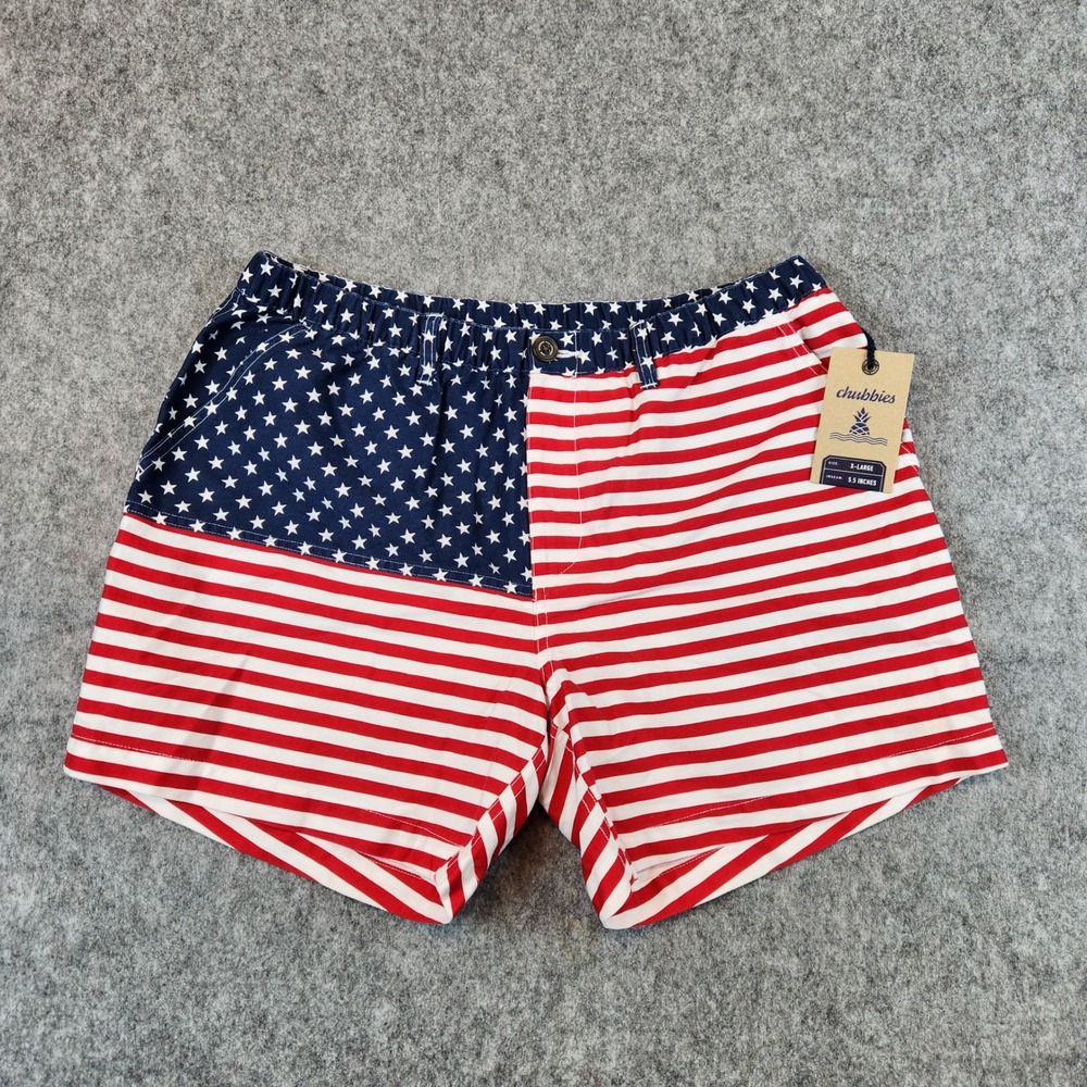 NWT Chubbies The Mericas Shorts Men XL Red White Blue Patriotic USA 5.5 Flag